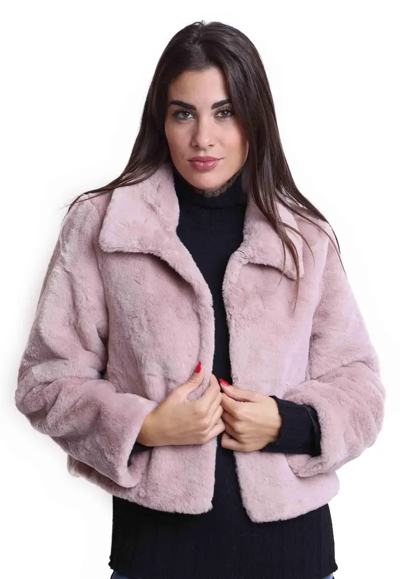 Giacca corta donna in eco fur rosa Donna SP22190 033
