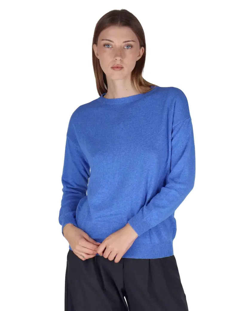 Maglioni in misto cachemire blu girocollo Donna SPZ03627 003
