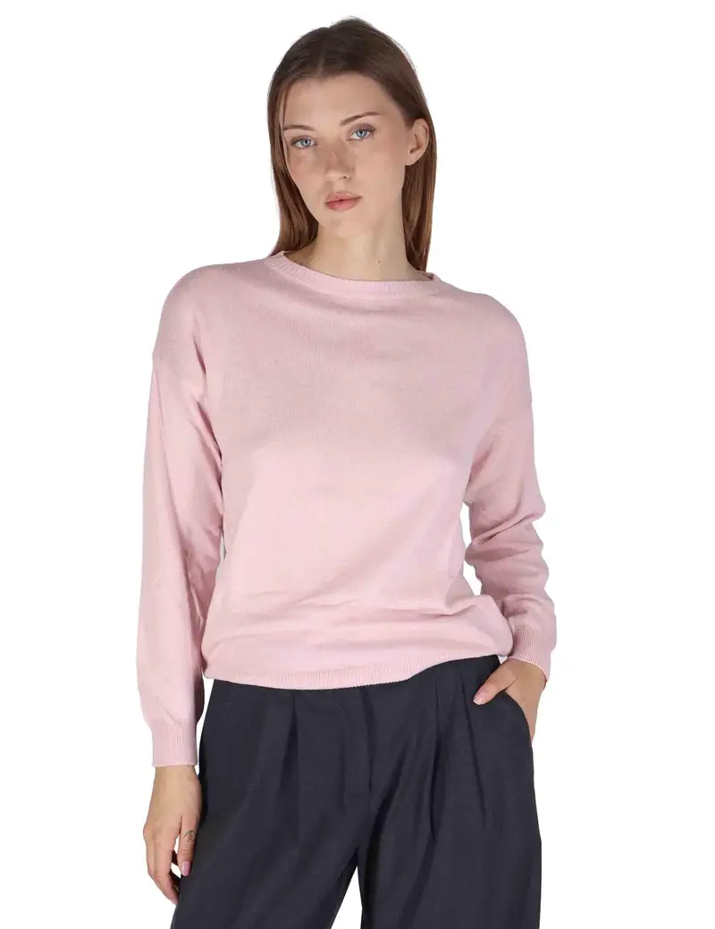 Maglioni in misto cachemire rosa girocollo Donna SPZ03627 008