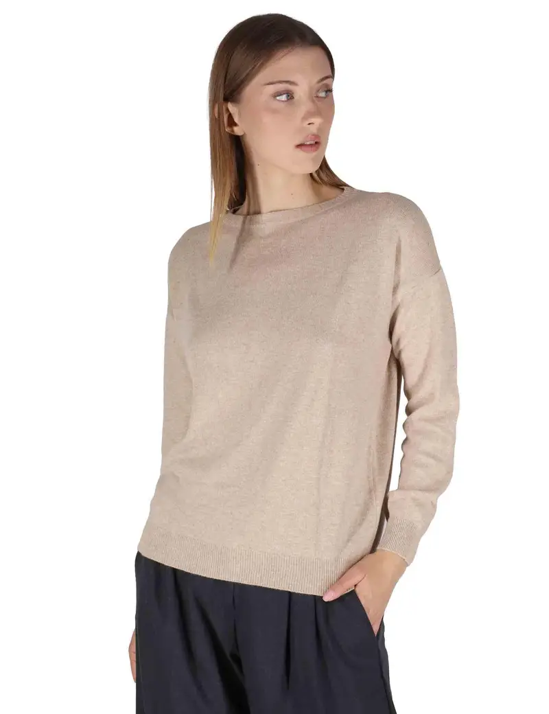 Maglioni in misto cachemire taupe girocollo Donna SPZ03627 006