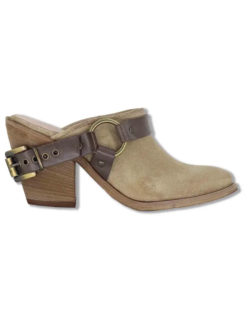 Mule texani in camoscio taupe Donna SPXD878 029