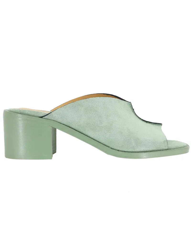 Spatarella Sandali donna in camoscio verde con tacco in cuoio Donna SP2063 025