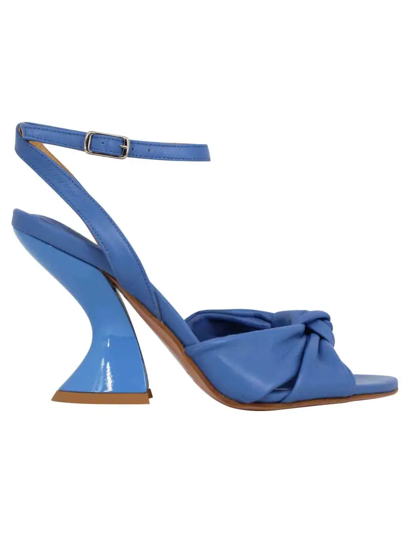 Sandali donna in pelle blu con tacco alto e cinturino alla caviglia Donna SP896 700