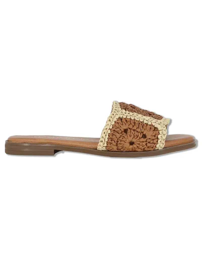 Sandali flat in rafia naturale cuoio Donna SP261579 014