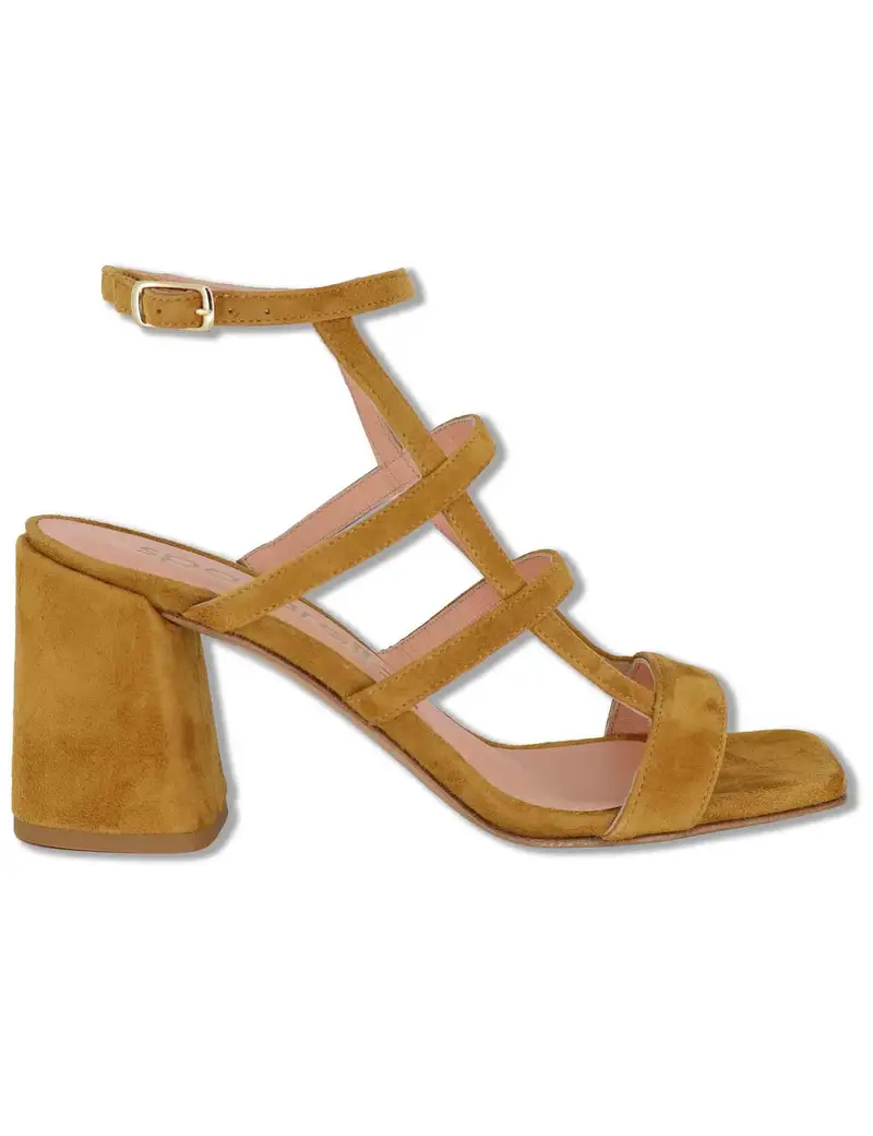 Sandali in camoscio cuoio con tacco alto Donna SP2523 014