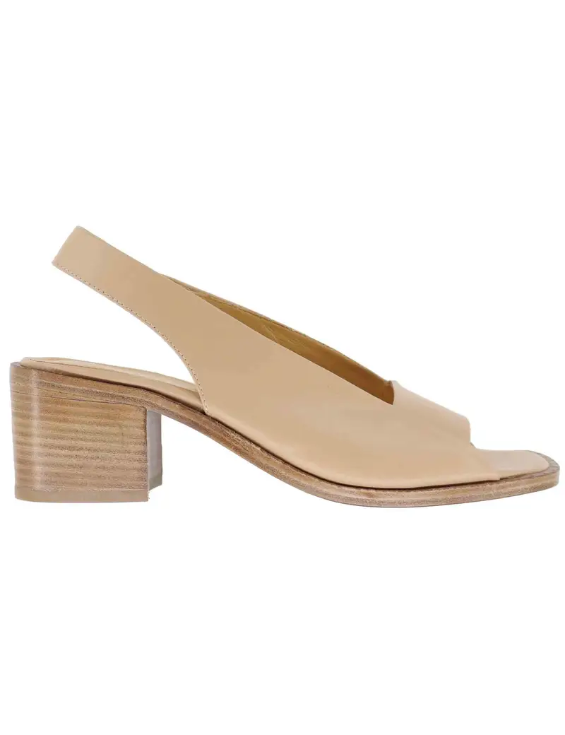 Spatarella Sandali slingback donna in pelle beige con tacco medio Donna SP2043 036