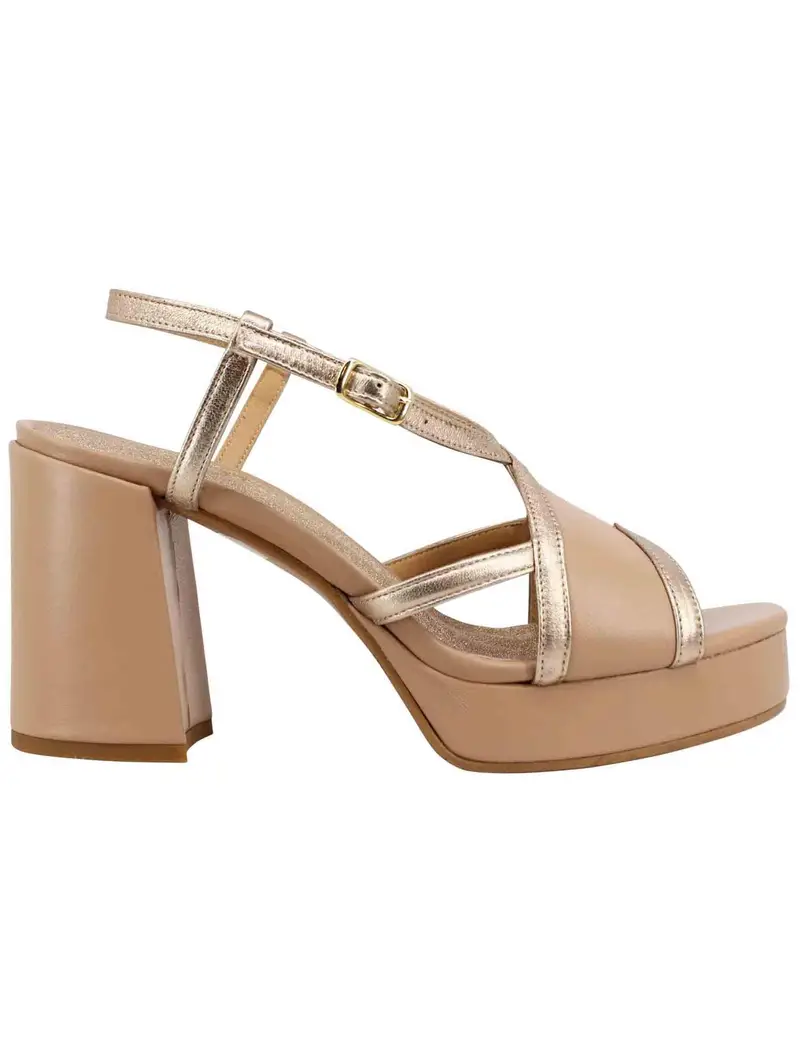 Sandali slingback donna in pelle nude tacco alto e plateau Donna SP863 300