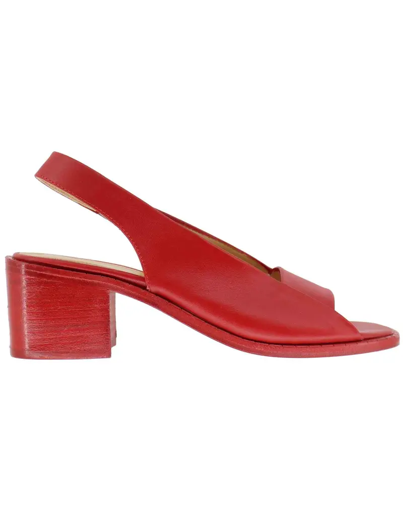 Sandali slingback donna in pelle rossa con tacco medio Donna SP2043 055