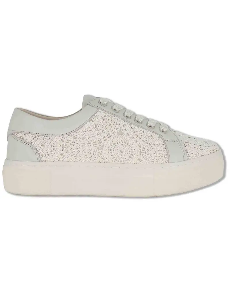 Sneakers in rafia off e pelle off white Donna SP60038 016