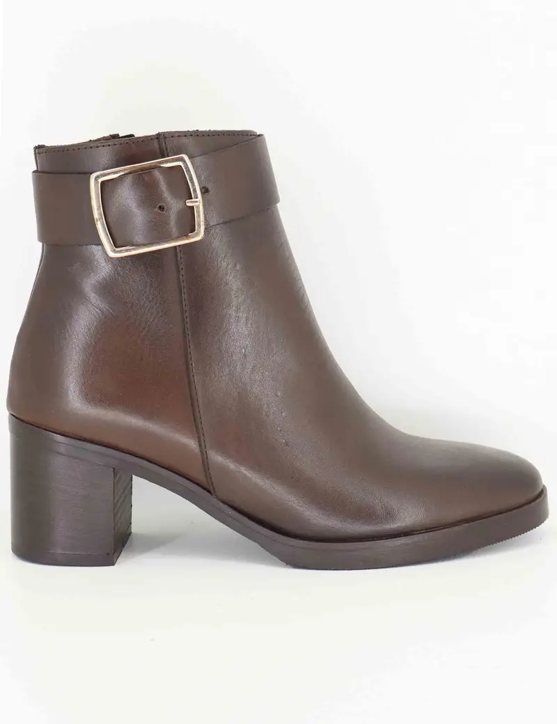 Stivaletti in pelle marrone con fibbia oro Donna SPTR2002 014
