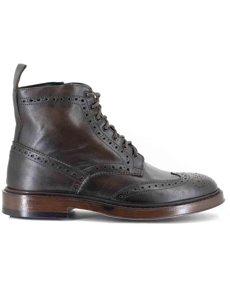 Stivaletti in pelle marrone con impunture all inglese Uomo SP2268 014