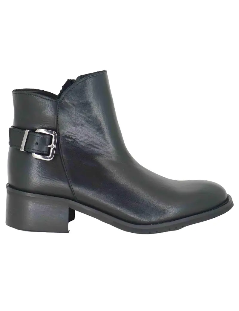 Stivaletti in pelle nera con fibbia oro Donna SPST1003 001