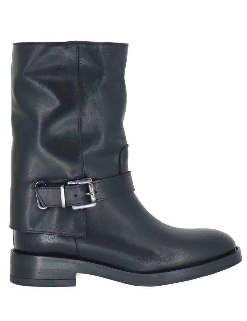 Stivaletti in pelle nera con ghetta Donna SP108 001