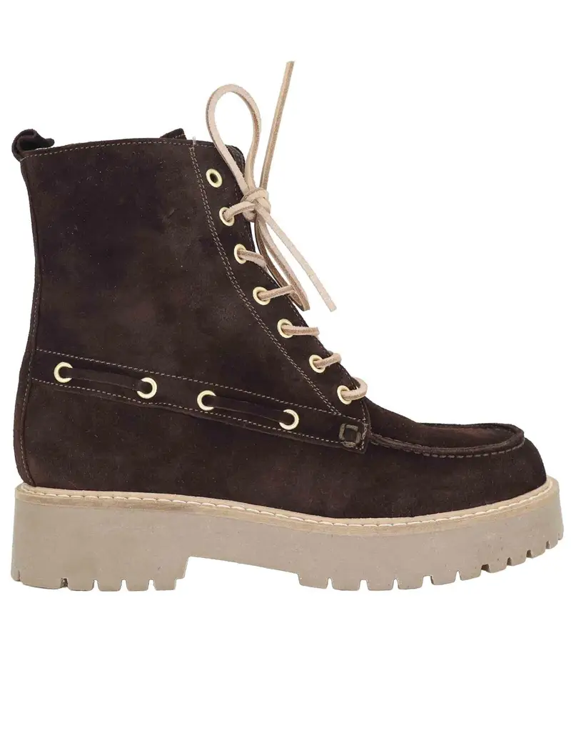 Stivaletti stringati in crosta marrone Donna SP17 014