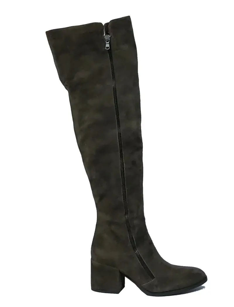 Stivali donna in camosico moro doppia zip Donna IN48 MORO