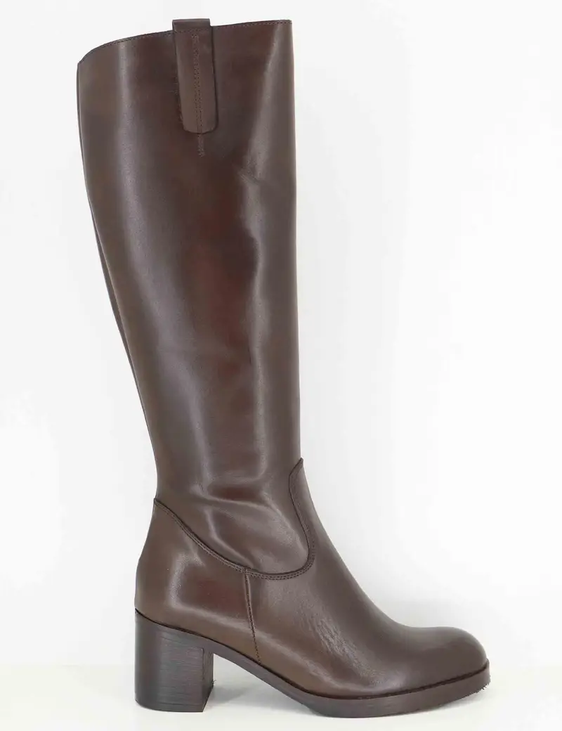 Stivali in pelle marrone con tacco alto in cuoio Donna SPST6000 014