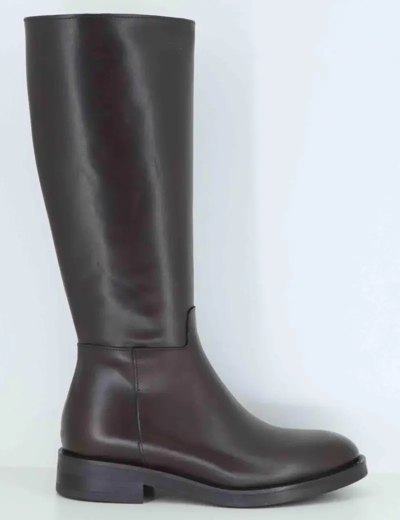 Stivali in pelle marrone con tacco basso Donna SP105 014