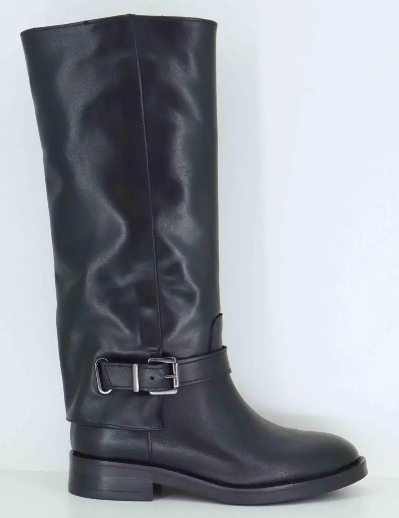 Stivali in pelle nera con ghetta Donna SP109 001