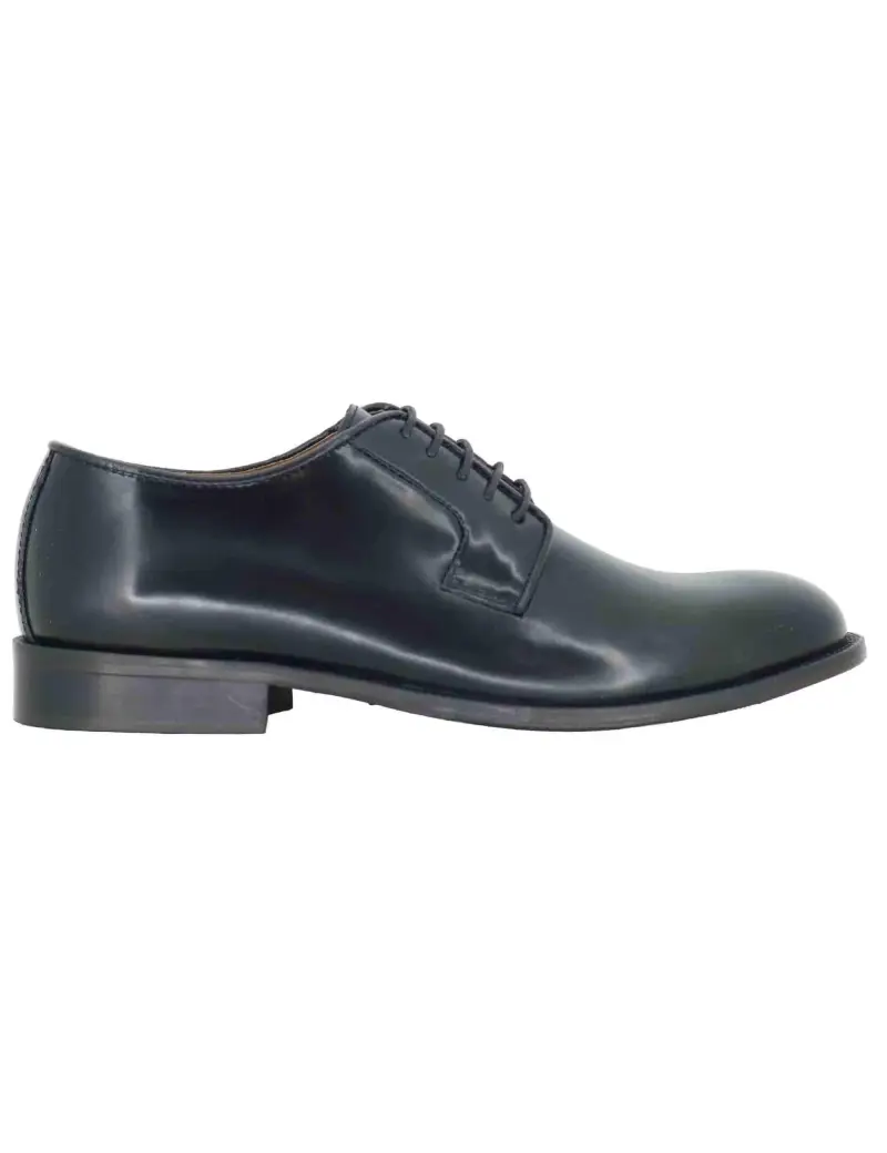 Stringate in pelle nera con suola in cuoio Uomo SPDU603 001