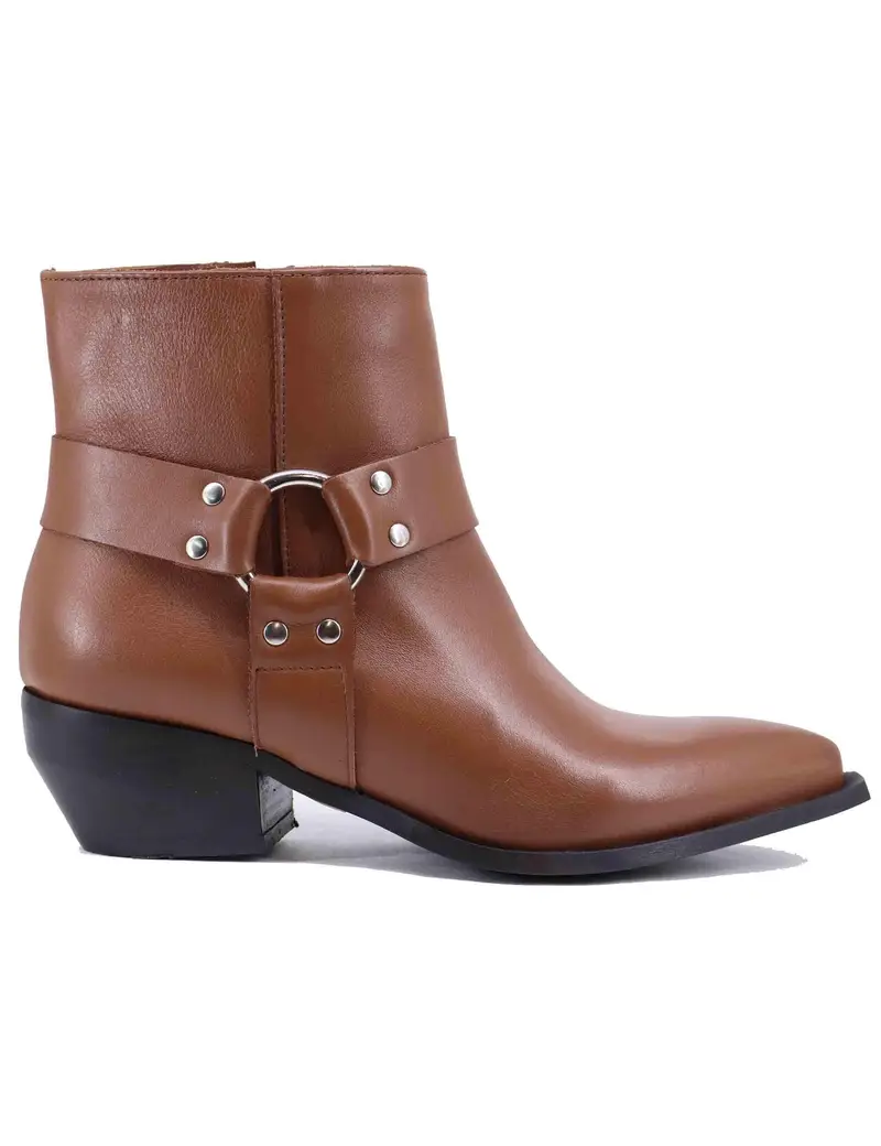 Texani donna in pelle cuoio con borchie argento Donna ELENA 50 014