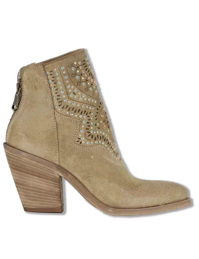 Texani in camoscio taupe con borchie Donna SPXD2403 029