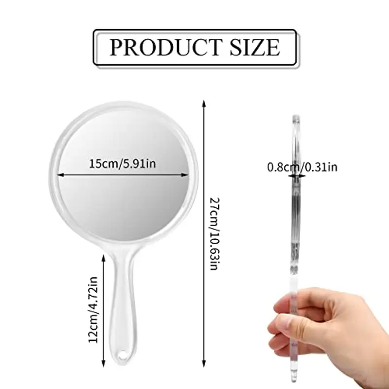 Specchio a Mano con Manico Specchio Bifacciale Specchio con Ingrandimento 1X/3X Specchio Cosmetico Forma Rotonda per Trucco Quotidiano da Donna miniatura 2