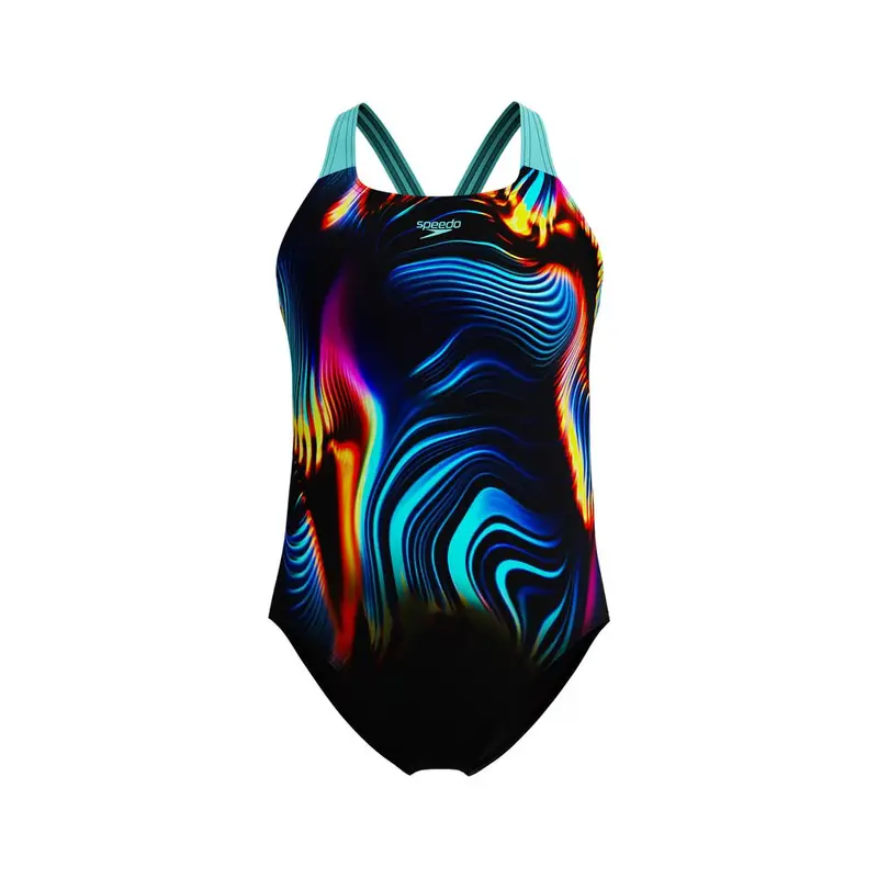 Costume Intero Piscina Digital Placement Nero Multi Bambina 15-16 A