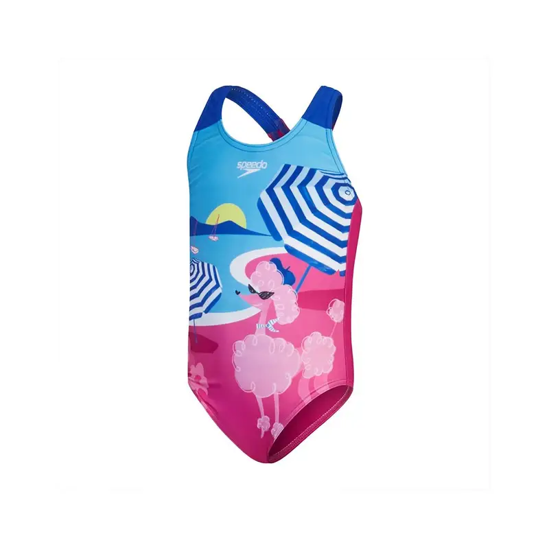 Costume Intero Piscina Printed Rosa Blu Bambina ITA 2 Anni