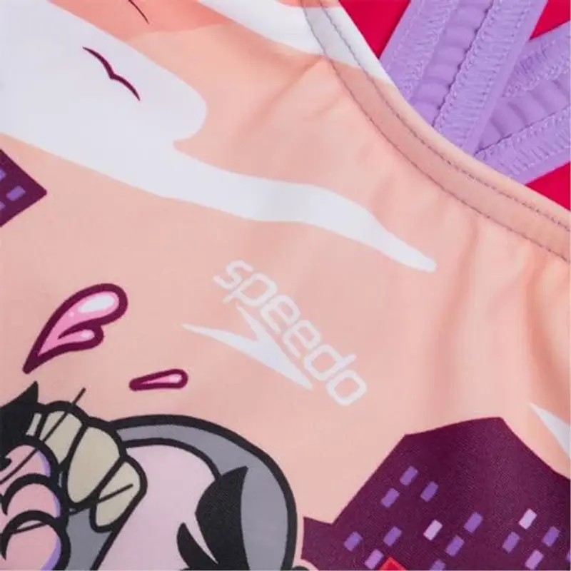 Speedo Infant Girl's Learn to Swim Printed Crossback Swimsuit | Chlorine Resistant | Recycled Fabric | Stretchy Fabric miniatura 3