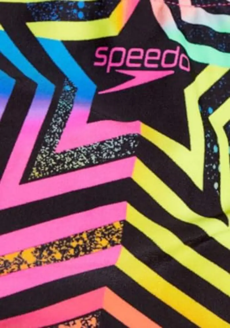 Speedo Junior Girl's Digital Placement Splashback Swimsuit | Chlorine Resistant | Printed Design | Swimming Lessons, Black/Lemon Drizzle/Flare Pink/True Cobalt/Harlequin Green, 11-12 Years miniatura 3