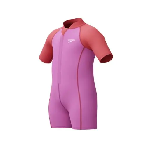 Speedo Learn to Swim Neoprene Wetsuit, Lezioni di Nuoto, Soft Touch, Neoprene Costume da Bagno per Bambina, Neon