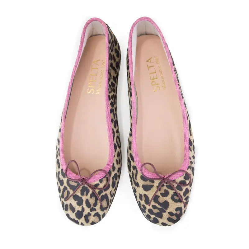 Ballerina - Maculato Trim Rosa Antico Scamosciato Leopard Eu