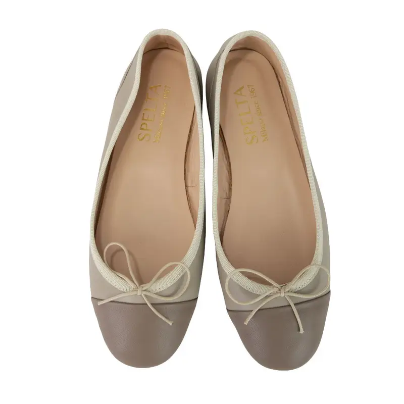 Ballerina - Nappa Beige Con Punta Tortora Eu