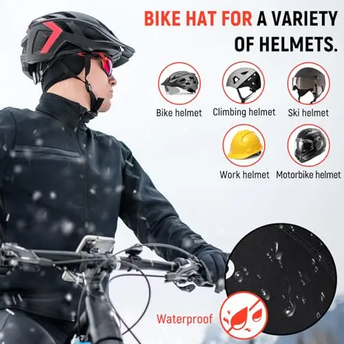 SPGOOD Berretto Sottocasco Bici Invernale, Copricapo Berretto da Casco da Ciclismo da Uomo Donna, Antivento Caldo miniatura 3