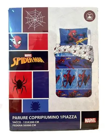 PARURE COPRIPIUMINO COTONE MARVEL SPIDERMAN BAMBINO 1 PIAZZA