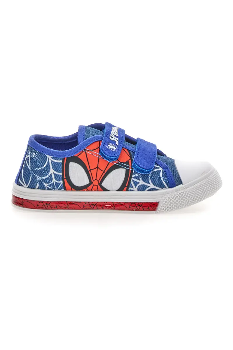 Scarpe blu in tessuto con luci e strappi Spiderman R1310638T [BLU