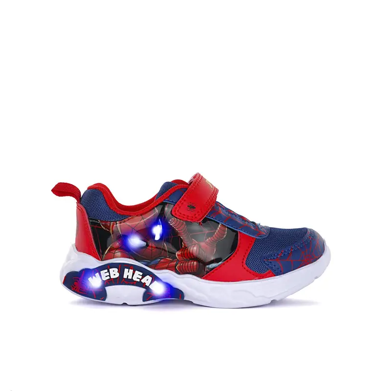 Sneakers blu da bambino con luci e stampa cartoon Spiderman
