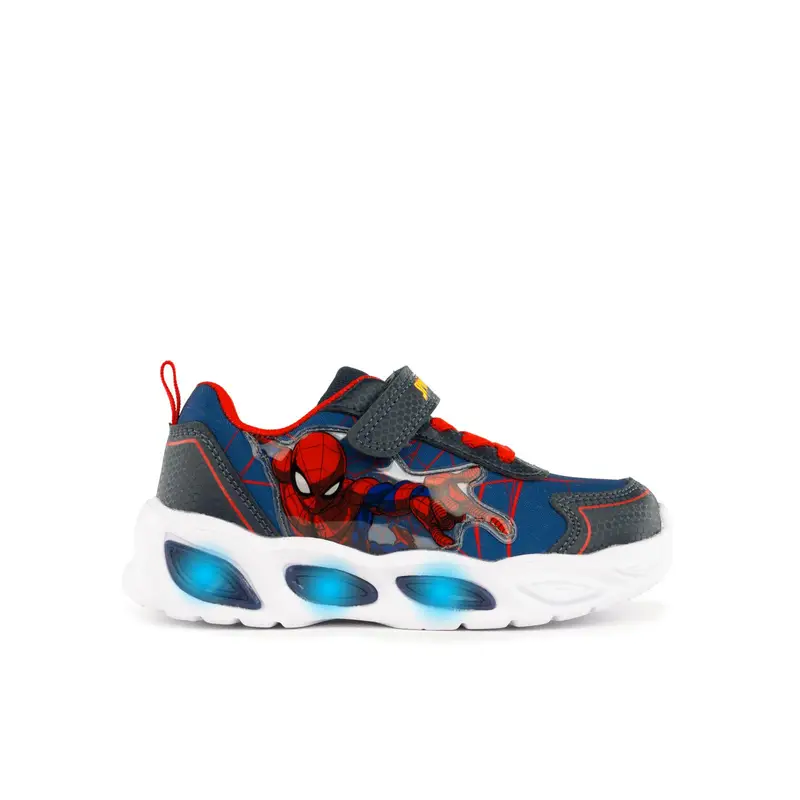 Sneakers blu da bambino con stampa cartoon Spiderman e luci