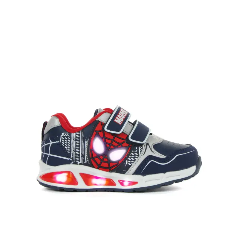 Sneakers blu da bimbo stampa cartoon Spiderman con luci e strappi