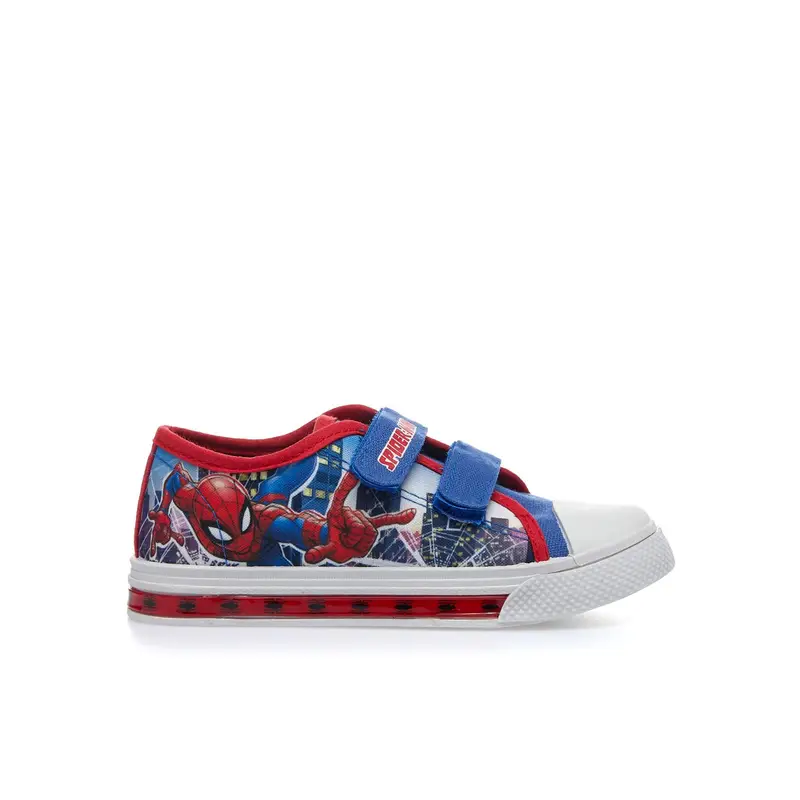 Sneakers blu stampa cartoon spiderman con velcro