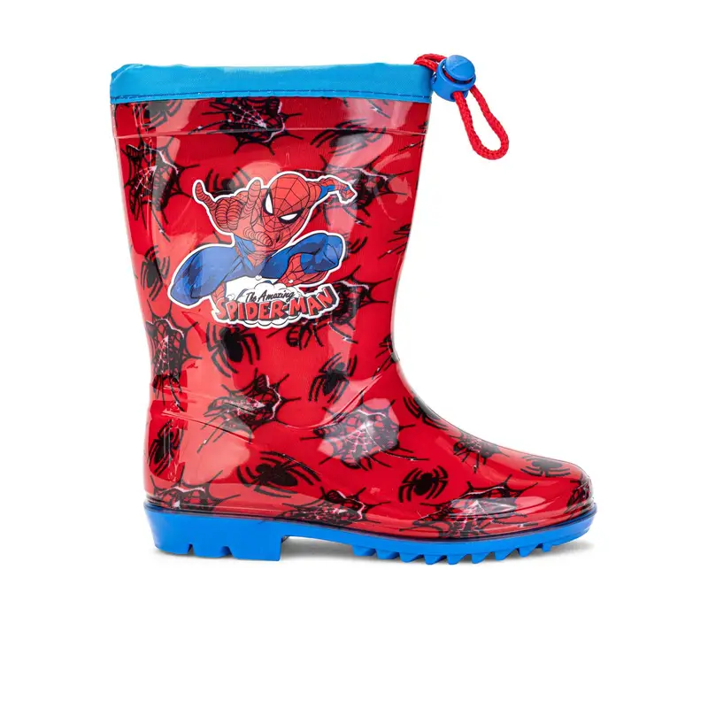 Stivaletti rossi bambino da pioggia in gomma stampa cartoon Spiderman
