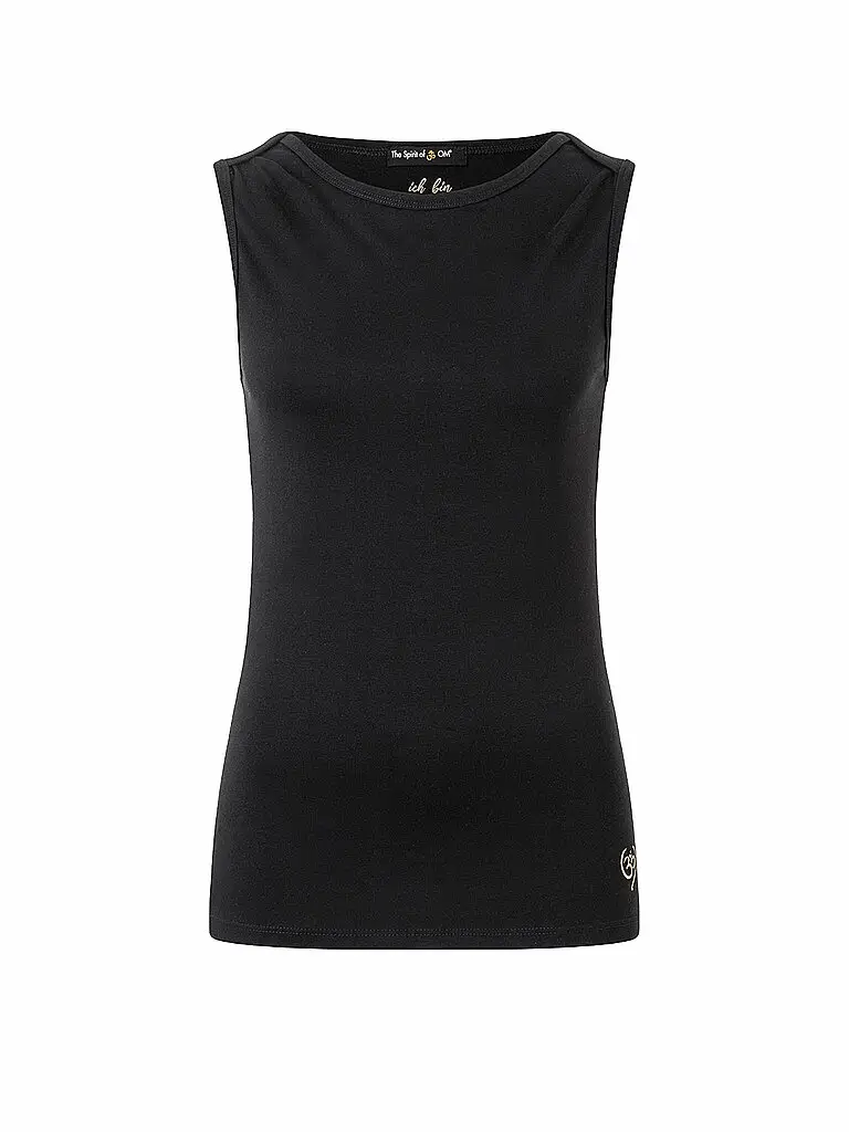 Canotta da yoga da donna in bambù a collo alto nero | XS