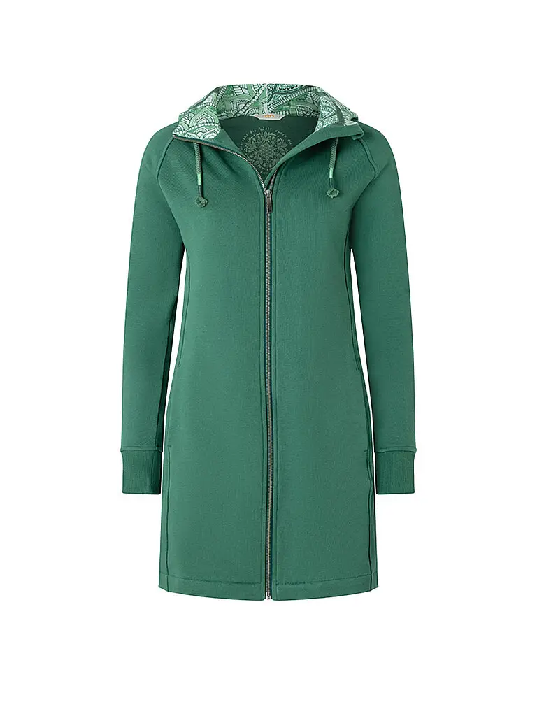 Giacca da yoga lunga Bala Karuna da donna verde scuro | XS