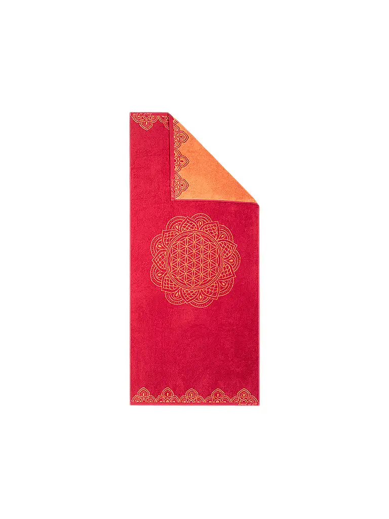 Telo da bagno Happy Flower of Life rosso rubino/corallo rosso scuro