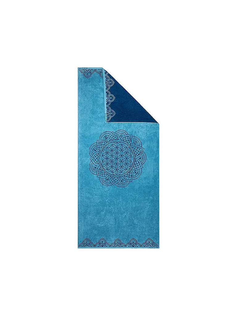 Telo da spiaggia Happy Flower of Life smeraldo/blu oceano blu