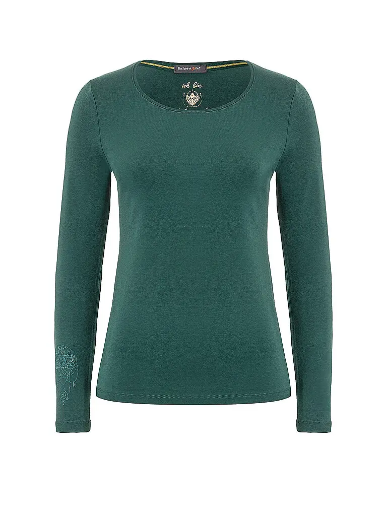 Yogashirt da donna Chakra-Flower Bamboo verde scuro | XS