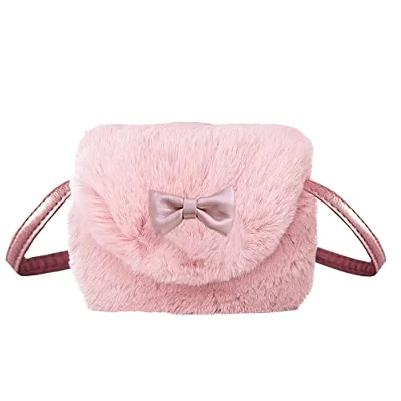 Spldsun Borsa Piccola in Peluche, Borsetta Principessa Peluche, Borsa Peluche Bambina, per Bambini 3-5 Anni, Contenitore Chiavi, Fazzoletti, Maschere, Carte (Rosa)