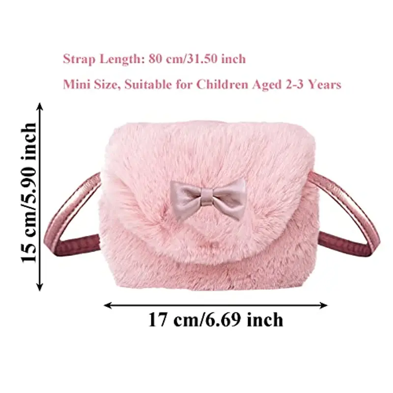 Spldsun Borsa Piccola in Peluche, Borsetta Principessa Peluche, Borsa Peluche Bambina, per Bambini 3-5 Anni, Contenitore Chiavi, Fazzoletti, Maschere, Carte (Rosa) miniatura 2