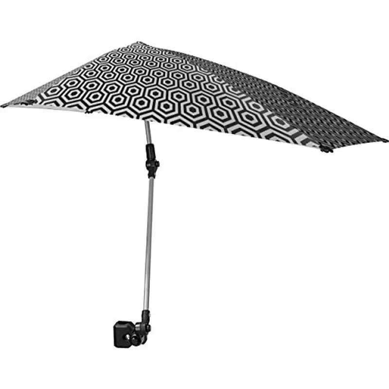 Sport-Brella Versa-Brella Umberlla regolabile, morsetto regolabile, girevole a 360 gradi e fodera UPF 50+, leggera e facile da montare, regolare,nero/bianco
