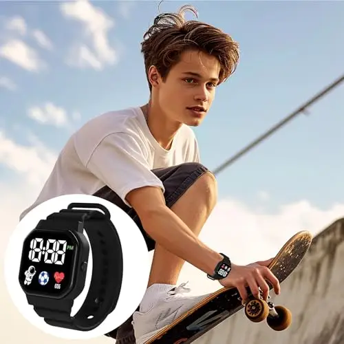 Sportivo Digitale | Digital Children, Comodi Sport Waterproof Da Polso Per Tuo Gioco Con Elettronica A Quadrata A Prova miniatura 3